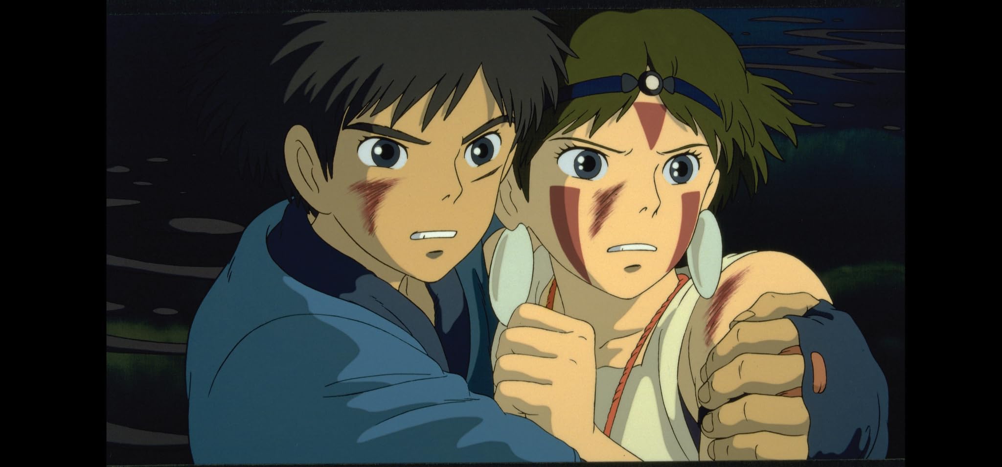 San riding alongside the wolf clan through the ancient forest